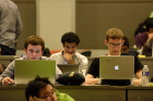 Students working at UB Hacking '14, November 7, 2014. Photo credit: Ken Smith