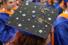 space mortarboard design at commencement. 