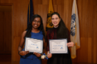 UBEAA leaders in excellence scholarship winners Esther Jose, BS, Industrial Engineering, 2020, and Faeze Ghofrani, PhD, Civil, Structural and Environmental Engineering, 2020.