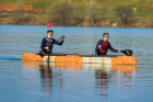 Roger Laistner (left) and Andrew Wishman paddle "Bulldozer" in the second race.