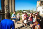 Students received a tour of Silo City in downtown Buffalo. Here Brad Hahn, executive director of Explore Buffalo and a UB alumnus, discusses the important role the elevators played on Buffalo’s waterfront.