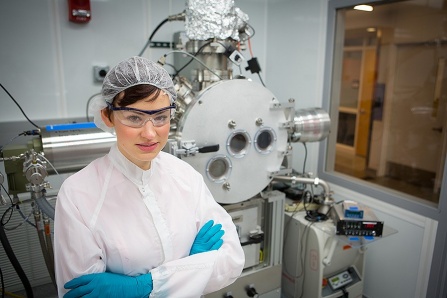 Image of a student in the lab environment. 