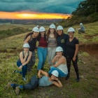 Group of women in John Atkinson's Environmental Engineering class in Costa Rica at a Wind Power Plant. 