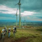 Students in Costa Rica looking at wind mills. 