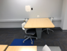 September 9, 2019. Justin has installed the user-accessible electrical and USB outlets above each perimeter table. He also relocated four monitor outlets that wouldn't have been concealed behind the monitors.