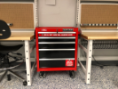 December 2, 2019. We ordered a Craftsman 26" rolling tool chest for the electrical box access gap. It seemed necessary for the lab's feng shui. 