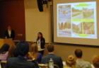 Student Maria Cajiao presents her lightning talk, “Finding a Space for Green Infrastructure.” 
