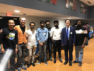 The UB WINGS Lab participated in the Buffalo Wireless Day. From left are Jiangqi Hu, Maxwell Mcmanus, Ankush Hari, Sai Biren Shyam Raichoti, Ajeya Anand, Ranjith Samuel Suresh Kumar, Zhangyu Guan and Sabarish Krishna Moorthy. 