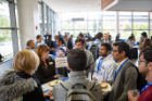 Susan Nowicki of Northrop Grumman talks with students about career opportunities during the Career Preparation Reception.