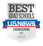 Badge with banner - text reads: "Best Grad Schools, U.S. News & World Report, Engineering, Civil, 2024". 