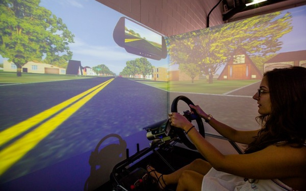 Driving Simulator at the Center for Engineering Design and Applied Simulation (CEDAS) Photographer: Douglas Levere. 
