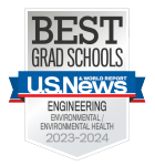 Badge with banner - text reads: "Best Grad Schools, U.S. News & World Report, Engineering Environmental/Environmental Health, 2023-2024". 
