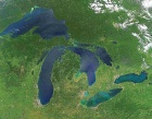 Areal view of the Great Lakes. 