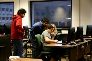 Photo of students working in Ketter 208 (computer lab).