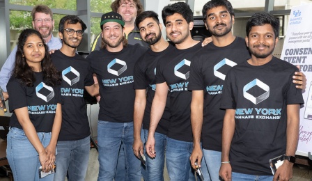 The NYCE project team celebrates its CSE Demo Day Spring 2023 first-place award with CSE 611 advisor Alan Hunt. Photo credit: Ken Smith. 