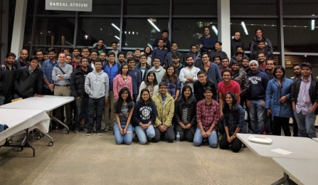 Zoom image: Demo Day Fall 2016 participants gather in the Davis Hall atrium 