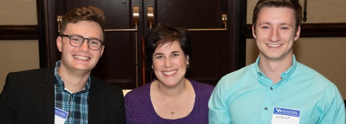 Maria-Rose Frisina and graduating student assistants Liam Gensel and Grant Fowler at the CSE Graduation Reception. 