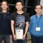 Dimitrios Koutsonikolas, 2018 CSE First Year Achiever Award winner Xianguy Guo, and Chunming Qiao. 