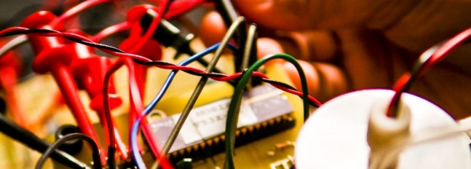 Close up of wires and circuits. 