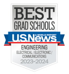 Badge with banner - text reads: "Best Grad Schools, U.S. News & World Report, Engineering, Electrical/Electronic/Communications, 2023-2024". 