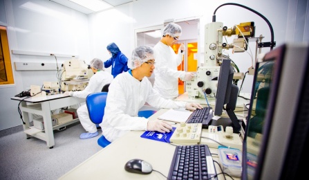 students in the clean room. 