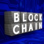 Blockchain on technology background. 