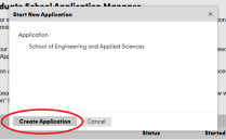 Zoom image: Screen shot of Application Management page with "Start New Application" circled in red at the bottom of the page. 