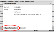 Zoom image: Screen shot of Application Management page with "Start New Application" circled in red at the bottom of the page. 