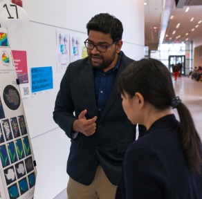 Zoom image: Prashant Shekar presenting at competition 