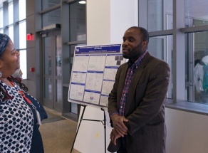 Zoom image: Ogechi Ogoke presenting at the competition 