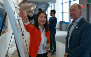 Zoom image: Soojung Baek presenting at competition 