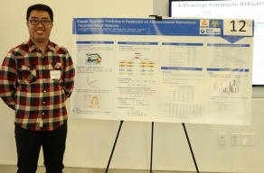 Zoom image: Fenlong Ma presenting at competition 