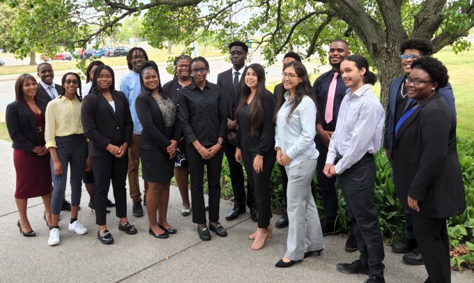 Group of LSAMP students at a professional skills workshop. 