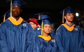 Zoom image: Example of BS/BA computer science degree candidate regalia. 