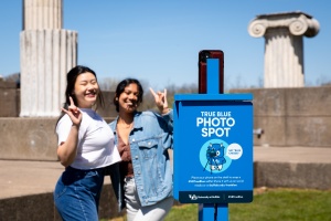 UB students taking a selfie in front of baird point. 