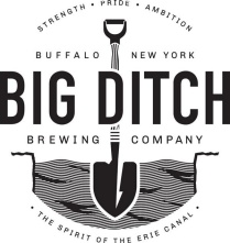 Big Ditch Brewing Company logo featues an illustrated shovel in front of several waves. 
