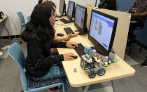 Students working on computers. 