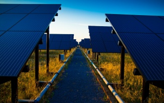 Row of solar panels. 