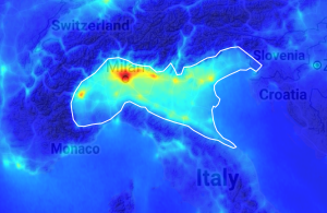 example of a map showing distribution of air pollution. 