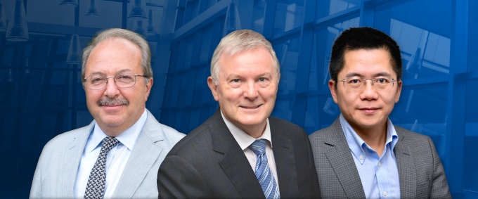 Portraits from left to right: Michael Constantinou, Andrew Whittaker and Teng Wu. 