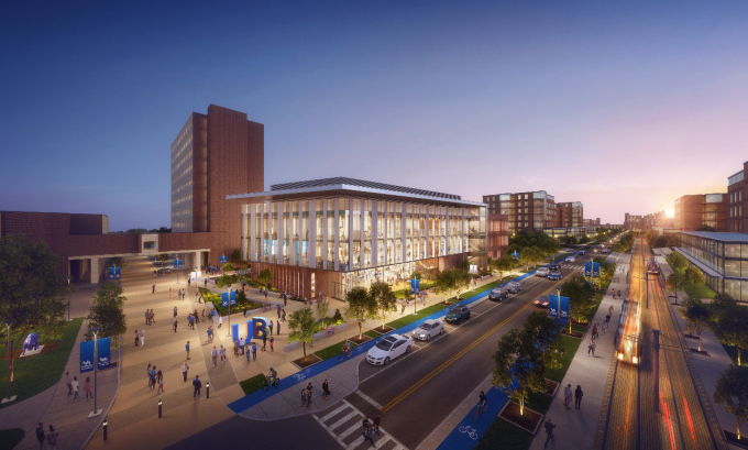 Rendering of new building on UB campus. 