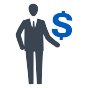 Person with money sign icon. 