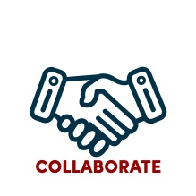 graphic of two hands shaking with the word collaborate. 