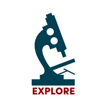 graphic of a microscope with the word explore. 