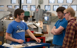 students in Machine shop. 